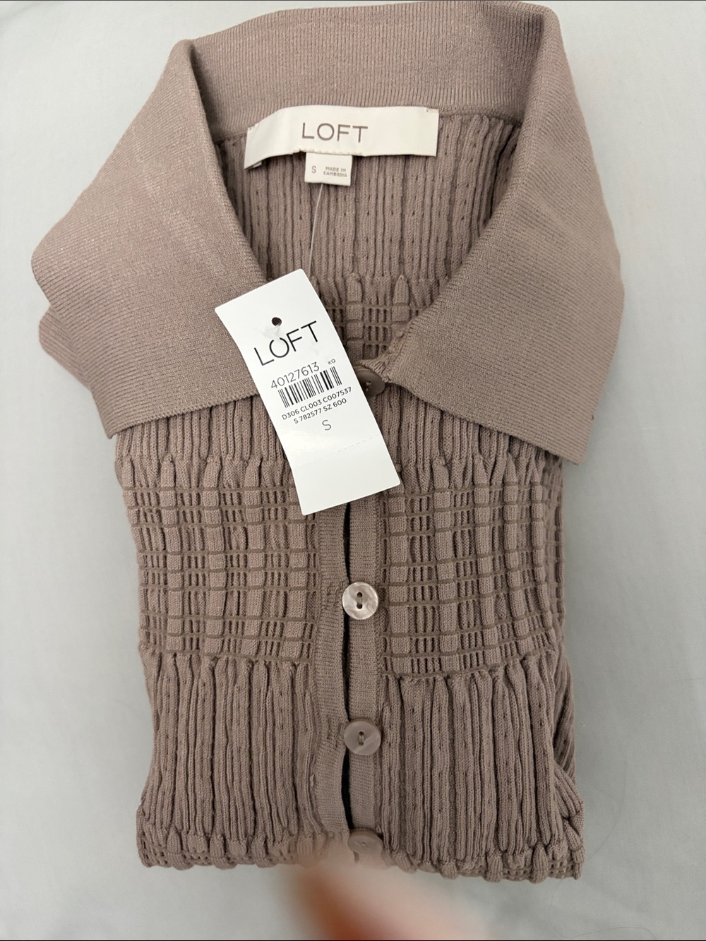 LOFT Smocked Ruffle Cardigan Top - Picture 4 of 4